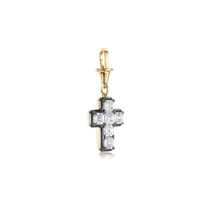 Collar con cruz Prime Asscher de 3.24 Ct, diamante cultivado en laboratorio D-F VVS1-VS2 en oro amarillo de 14K y 18K, oro negro, para fiesta de compromiso - Product Image 3