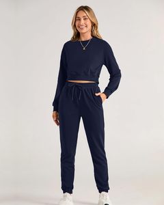 Luxe femmes Streetwear à capuche solide survêtement deux pièces ensemble tissu de haute qualité pour Premium confort mode Fitness Yoga - Product Image 6
