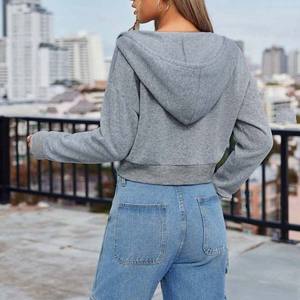 Nuevas sudaderas con capucha recortadas para mujer 2024 Crop Top Hoodie Sudadera con capucha recortada personalizada con precio barato y alta calidad - Product Image 4