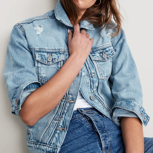 Chaqueta Vaquera Holgada para Mujer, con Botones, Casual, Elegante, Ecológica, Resistente a la Decoloración, Ropa Exterior de Moda, Proveedores de Moda al por Mayor - Product Image 2