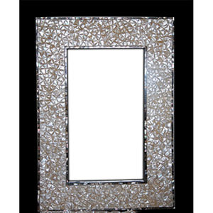 Miroir bombé en nacre épaisse, fait main, bijoux en coquillages, motif artistique en mosaïque avec cadre élégant - Product Image 1