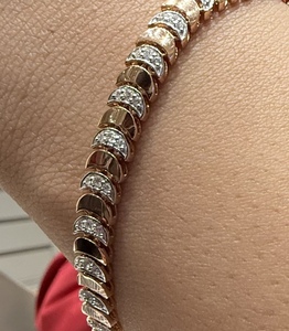 Elegante Brazalete y Pulseras de Tenis de Oro Sólido de 14K para Mujer con Diamantes Naturales de Corte Brillante Certificados por Terceros VDS 10-16G - Product Image 3