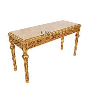 Mesa Consola Clásica de Lujo Hecha a Mano con Tapa de Mármol, Tallados Ornamentales Dorados y Diseño Neoclásico Elegante - Product Image 3