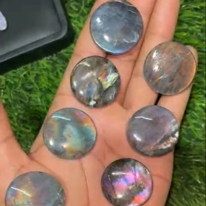 Kindfull Wholesale Natural Purple Flash <b>Labradorite</b> Stone Healing Crystal Polished High Grade Jewelry Making Cabochon - Product Image 1