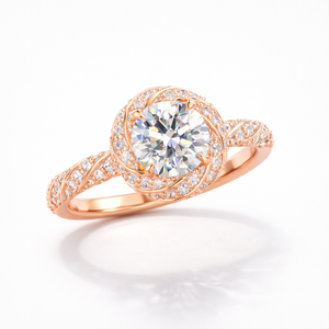 <b>14K</b> <b>Gold</b> <b>Ring</b> with Round Cut Moissanite Diamond Twisted Pave Design - Product Image 6