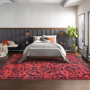 Netline Home Georgian Octagons Deep Red Heritage <b>Washable</b> <b>Rug</b> - Product Image 3