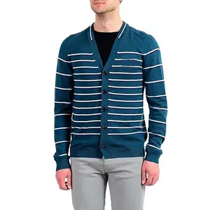 Men's 100% Wool Cotton Striped Cardigan Sweater Men Clothing Sports Wear Adults Long Sleeve Winter Breathable Men Sweaters 2023