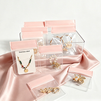 Sac auto-adhésif en EVA rose, transparent, refermable, en polyéthylène pour l'emballage de bijoux, bagues, boucles d'oreilles, colliers, bracelets et accessoires