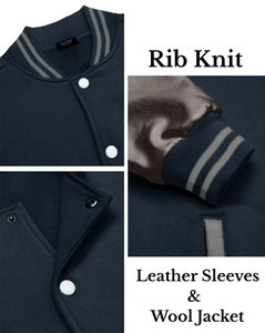 Veste universitaire personnalisée OEM pour hommes et femmes Veste de baseball imperméable à l'eau avec logo personnalisé pour hommes - Product Image 2