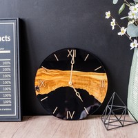 Jam Dinding Resin Epoxy Kuarsa Mewah Modern Buatan Tangan Seni Dekoratif Mekanisme Senyap Tanpa Bunyi Tik-tok Ruang Tamu Still Life