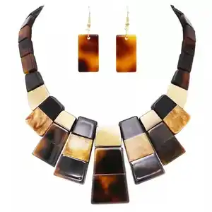 Necklace and Earring Set with Exquisite Tortoise Shell Designed made of buffalo horn