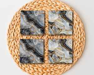 <b>Black</b> Agate <b>Coaster</b> Set Marble Beverage <b>Coasters</b> Elegant Modern New Home Drink <b>Coaster</b> Gifts - Product Image 2