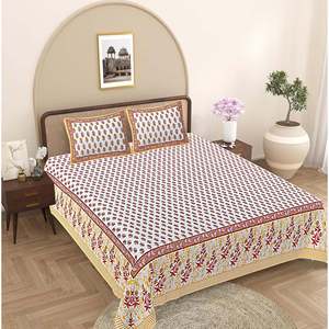 Juego de Sábanas Super King de 3 Piezas con Estampado Floral Amarillo, 100% Algodón, 240 Hilos, con 2 Fundas de Almohada y Edredón para Uso Doméstico (SHKV1092) - Product Image 1