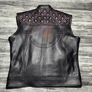 Men's Motorbike Genuine Leather Vest Motorcycle Street Biker Abrasion Resistant Genuine Leather Vest <b>Waistcoat</b> - Product Image 2
