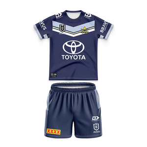 เสื้อเจอร์ซีย์แขนสั้นสำหรับเด็กชุดฝึกรักบี้พิมพ์ลายแบบแห้งเร็ว - Product Image 3