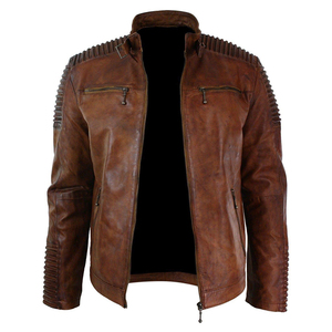 Hot Selling Custom Stylish Brown Pu Jacket Leather For <b>Men</b> Breathable plus size fashionable custom jacket for <b>men</b> - Product Image 2