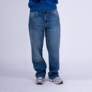 Jeans unisexe à jambe large, taille mi-haute, coupe droite, de luxe, personnalisés pour hommes, 100% coton, séchage rapide, écologiques, vente en gros du fabricant - Product Image 4
