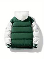 Blouson d'hiver décontracté pour homme, coupe-vent chaud, grande taille, personnalisable avec broderie, à capuche, matelassé, zippé et boutonné, style bomber, vente en gros