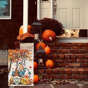 Pack of 2 Happy Fall <b>Garden</b> <b>Flag</b> 12x18 Inch Double Sided, Autumn Gnome Pumpkin Maple Leaves Yard <b>Flags</b> for Farmhouse Porch - Product Image 2