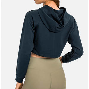 Sudadera con Capucha Corta para Mujer, Talla Grande, Gruesa, con Logotipo Personalizado, 100% Algodón, de Alta Calidad, Precio al por Mayor - Product Image 2