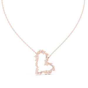 Joyas 18K romántico Corazón en forma de CZ colgante collar cadena de oro rosa para mujer - Product Image 6
