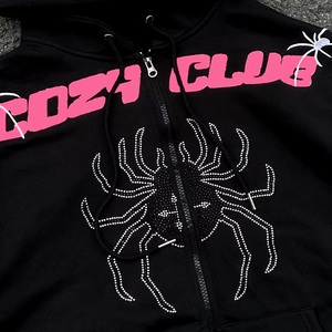 Sudadera con capucha para hombre, de alta calidad, personalizada, estilo vintage, con estampado en relieve, de algodón y forro polar, de peso pesado, de secado rápido, transpirable, con cremallera completa. - Product Image 4