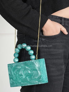 กระเป๋าคลัทช์มือสำหรับงานปาร์ตี้ทำจากเรซินหินอ่อนลายเรขาคณิตดีไซน์เนอร์แฟชั่น - Product Image 3