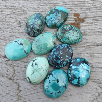En gros Cabochons de Turquoise Tibétaine Naturelle Grade AAA, à dos plat, gemmes calibrées bleues, toutes tailles, taille ovale, certifiés par un tiers, petits