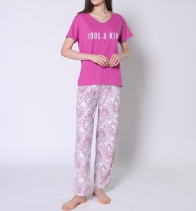 Women's Casual Fashion <b>Pyjamas</b> ODM Supply 100% Cotton Soft and Smooth Jersey Fabric Elastic Waist Closure <b>for</b> <b>Summer</b> Spring - Product Image 1
