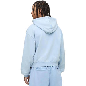 เสื้อฮู้ดเข้ารูปแบบมีซิปสำหรับผู้ชายเสื้อสเวตเชิ้ตแนวสตรีทผ้าฝ้ายพร้อมซิปสีฟ้าคอลแลร์แฟชั่นสำหรับฤดูหนาว - Product Image 4