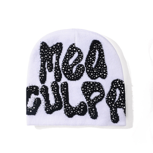 Bonnet d'hiver chaud en tricot avec strass DIY, bonnet à lettres graphiques Y2K pour hommes et femmes, fournisseur de bonnets en tricot par MIDEN Int. - Product Image 1