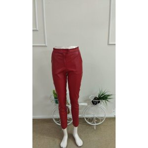 Pantalones de cuero Kadin Yuksek Bel Cepli, 38604 - Rojo - Product Image 4