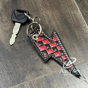 Nuevo Llavero de Cuero Vacuno con Diseño a Cuadros y Rayo, Hecho a Mano, con Patrón a Cuadros, Accesorio de Moda - Product Image 1