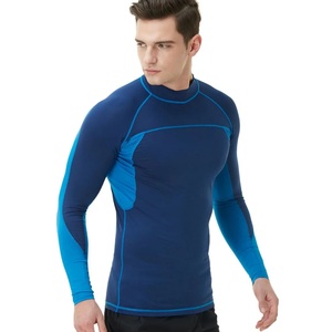 Camiseta de compresión de manga larga para hombre, color azul océano, top deportivo de secado rápido, transpirable, que absorbe la humedad, para entrenamiento en el gimnasio, capa base estampada - Product Image 6