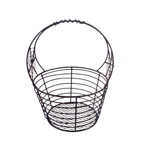 New Design Iron <b>Basket</b> Metal Round <b>Wire</b> <b>Basket</b> With Handle Dead Matt <b>Black</b> PC Halloween Decoration Laundry <b>Basket</b> - Product Image 4