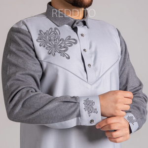 Túnica Thobe de Color Sólido de Buena Calidad, Material Al Haramain, Túnica Saudí para Hombre, Jalab Thobe 2026, Blanco Teñido, Cuello Alto, Manga Larga para Hombre - Product Image 4
