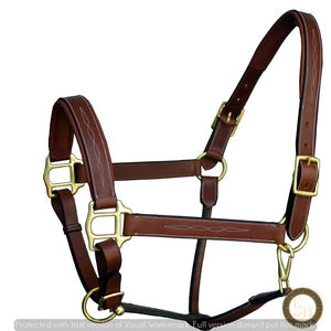 Bandeau en cuir véritable Style occidental avec finition cousue SS Fittings Brass Nickel Hardware Padded Noseband Headpiece - Product Image 1