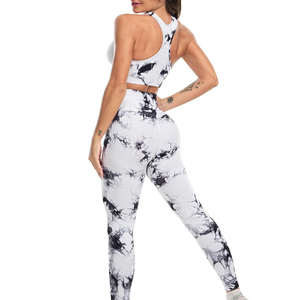 Vente en gros Ensemble sans couture Soutien-gorge d'entraînement taille élastique fine Ensemble legging Femme 2 pièces Tenue de sport Logo personnalisé Ensembles sport-fitness - Product Image 5