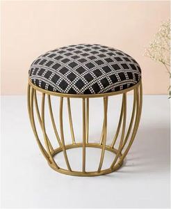 Modern design metallic sitting stool gold cage legs ottoman fancy usage home hotel room restaurant indoor outdoor living room - Product Image 2