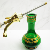 Ensemble de chicha moderne WELKIN en or de luxe avec logo personnalisable, base en verre vert, tige en métal doré