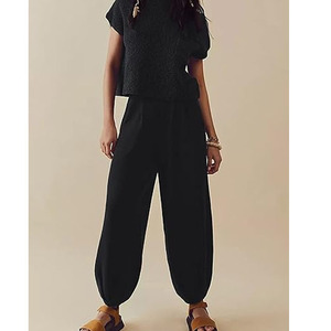 ขายส่งเสื้อผ้าสตรีที่กําหนดเองชุดวอร์มหนา 2 ชิ้นสําหรับผู้หญิงพร้อมโลโก้ความต้องการของลูกค้าในสีดํา - Product Image 5