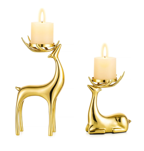 Grand bougeoir cerf fait à la main de style antique Design personnalisé en aluminium rétro et rustique de luxe disponible. - Product Image 2