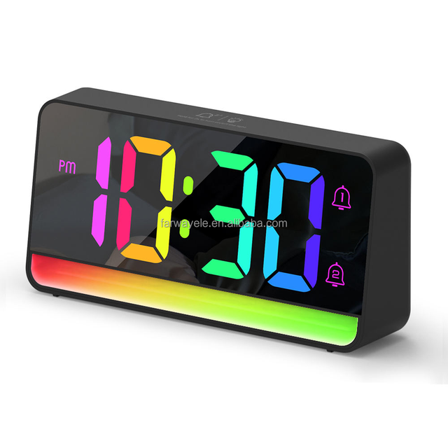 Smart Colorful Light RGB LED Alarm Clock with Daylight Saving Time Funtion Desk Table Clock