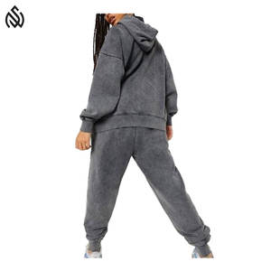 Venta al por mayor 100% de algodón lavado con ácido desgastado chándales de Jogger para las mujeres de peso pesado gimnasio chándal para el ejercicio de primavera - Product Image 4