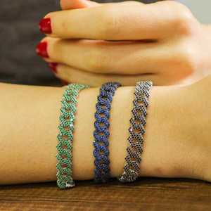 <b>Silver</b> Gourmet <b>Charm</b> <b>Bracelet</b> with Black Stones Floral Pattern and Gemstones for Religious Party Occasions Perfect Gift - Product Image 5