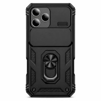 Étui robuste avec anneau magnétique et béquille pour iPhone 17 Pro Max, 17 Pro, 17 Air, antichoc, avec cache-caméra coulissant et pare-chocs en PC renforcé