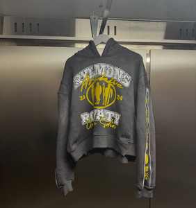 Impression DTG personnalisée Vintage Bold Heavyweight 500 gsm Sweat à capuche court en coton délavé à l'acide Streetwear pour la saison d'hiver - Product Image 3