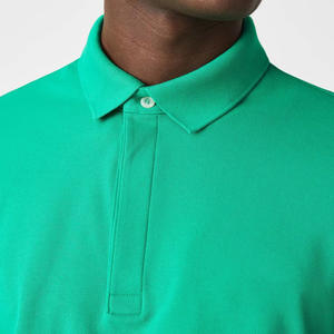 Polo de piqué de algodón elástico de menta oscura con logotipo bordado personalizado 100% estampado de seda acanalado con tapeta de botones oculta de ajuste Regular - Product Image 3