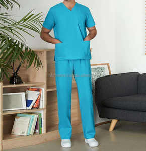 Vente en gros design uniforme d'hôpital gommage médical doux col en V spandex/polyester gommages d'hôpital d'été de médecin multi-poches - Product Image 6