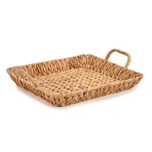 Plateau de service rond en jacinthe d'eau de conception rustique avec poignées plateau Boho polyvalent pour Table à manger et décoration de la maison - Product Image 6